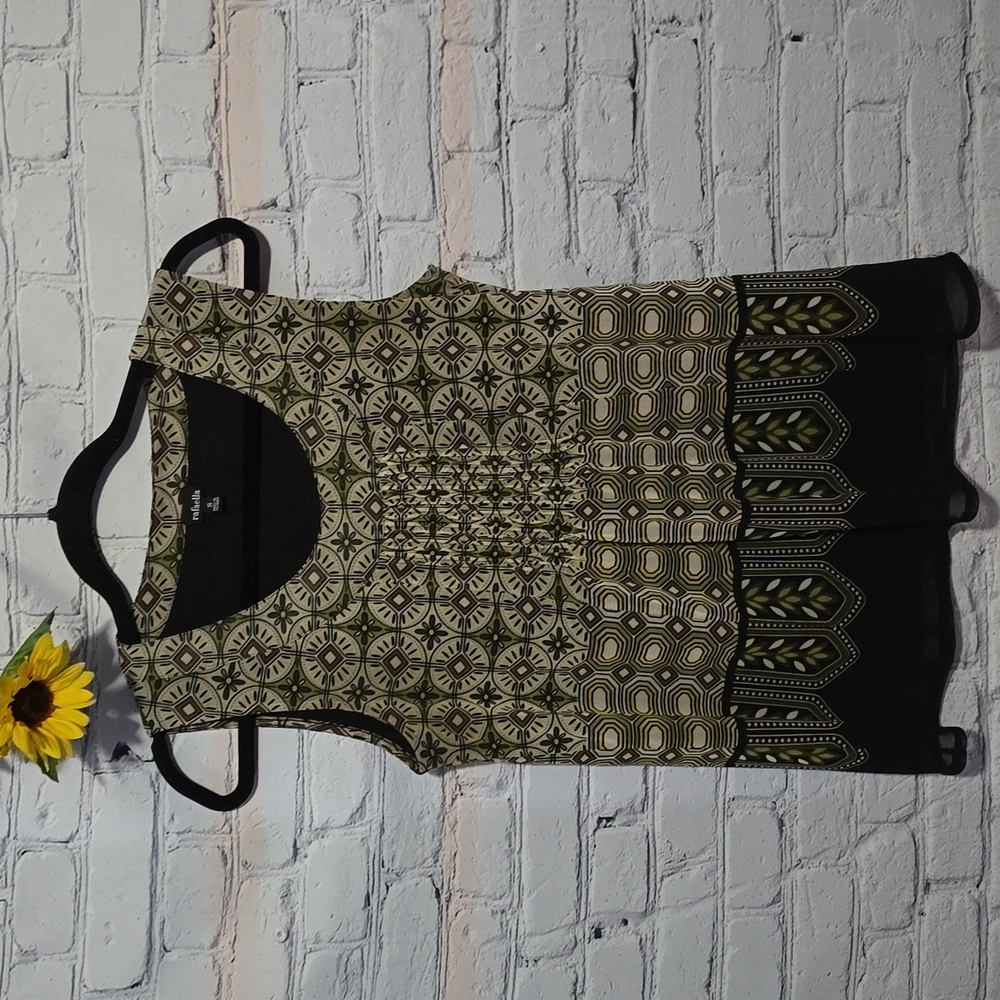Rafaella Sleevless Blouse Black Brown Green Sz S